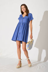 Blue Linen Blend Horizon Dress