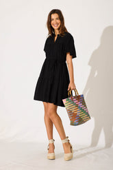 Black Linen Blend Rosemary Dress