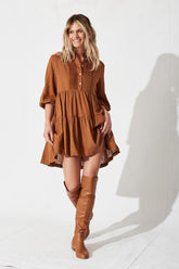 Caramel Brown Flowy Dress