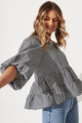 Checkered Cotton Top in Black & White