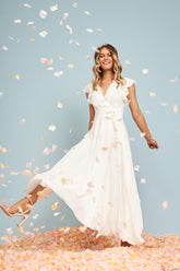 White Chiffon Maxi Dress - Wynter