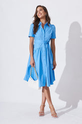 Blue Midi Shirt Dress by Annmarie