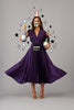 Purple Satin Pleated Midi Dress