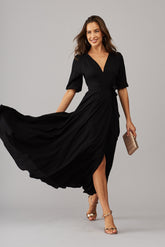 Black Maxi Wrap Dress - Ronda Style