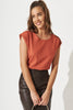 Rust Linen Blend Top
