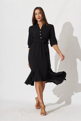 Black Crepe Midi Dress - Jemimah