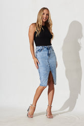 Acid Washed Blue Sadie Denim Skirt