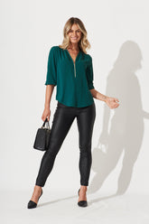Teal Zip Blouse by Viviani
