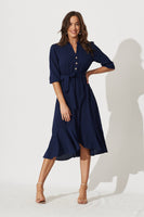 Navy Blue Midi Dress - Jemimah