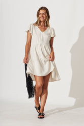 Oatmeal Linen Blend Smock Dress from Tahiti