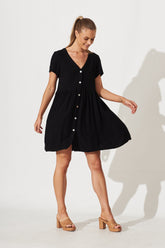 Black Linen Blend Horizon Dress