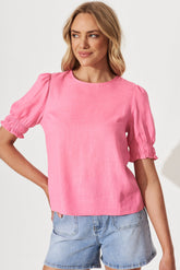 Pink Linen Blend Top by Melanie