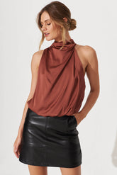 Brown Satin Blouse