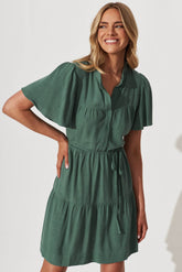 Green Linen Blend Rosemary Dress