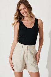 Black Cotton Blend Tank Top by Veda