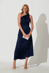 Navy One Shoulder Maxi Dress - Toulon Style