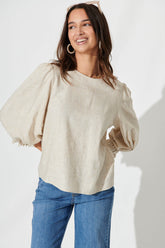 Oatmeal Cotton Linen Top