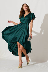 Emerald Satin Maxi Dress