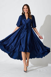 Navy Satin Maxi Dress from Helsinki