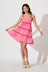 Pink Sundress with Red Ric Rac Detail