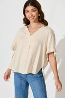Oatmeal Linen Blend Harriette Blouse