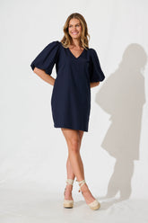 Navy Cotton Ashlynn Dress