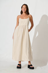 Oatmeal Linen Maxi Dress