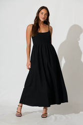 Black Linen Maxi Dress - Quinley Sundress