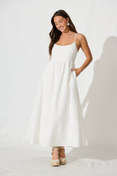 White Linen Maxi Dress - Quinley Sundress