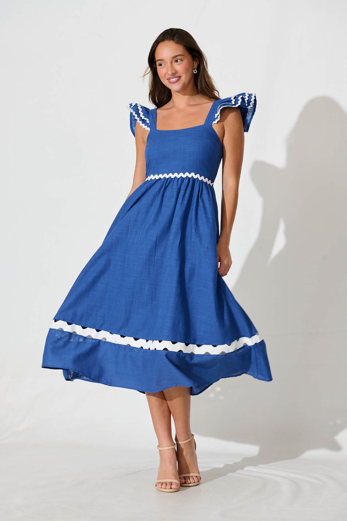 Blue Ric Rac Cotton Midi Dress from Miami
