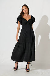 Black Satin Maxi Dress by Constantine