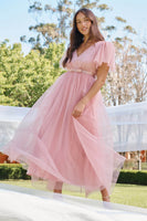 Blush Tulle Lotus Maxi Gown