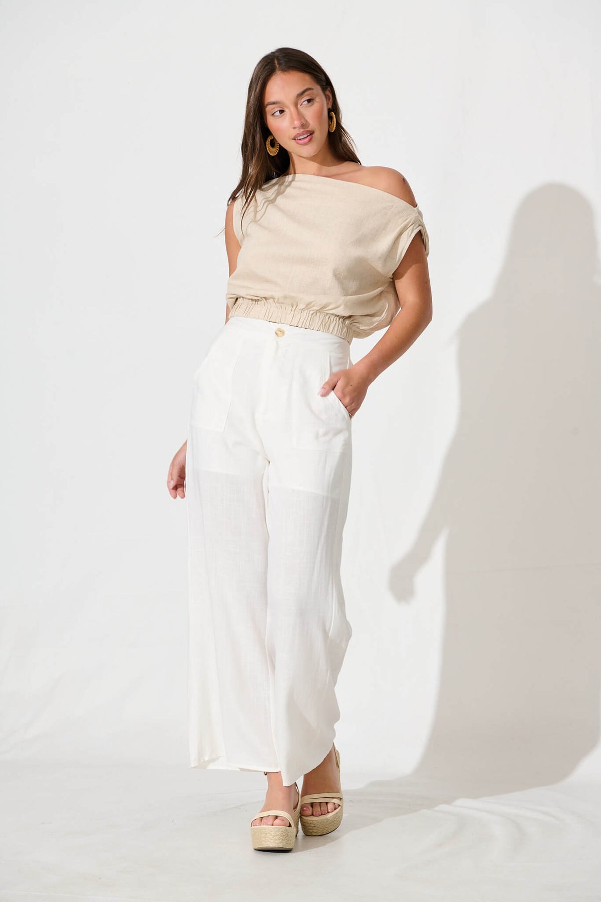 Oatmeal Cotton Linen Blouse