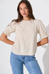 Oatmeal Linen Blend Melanie Top