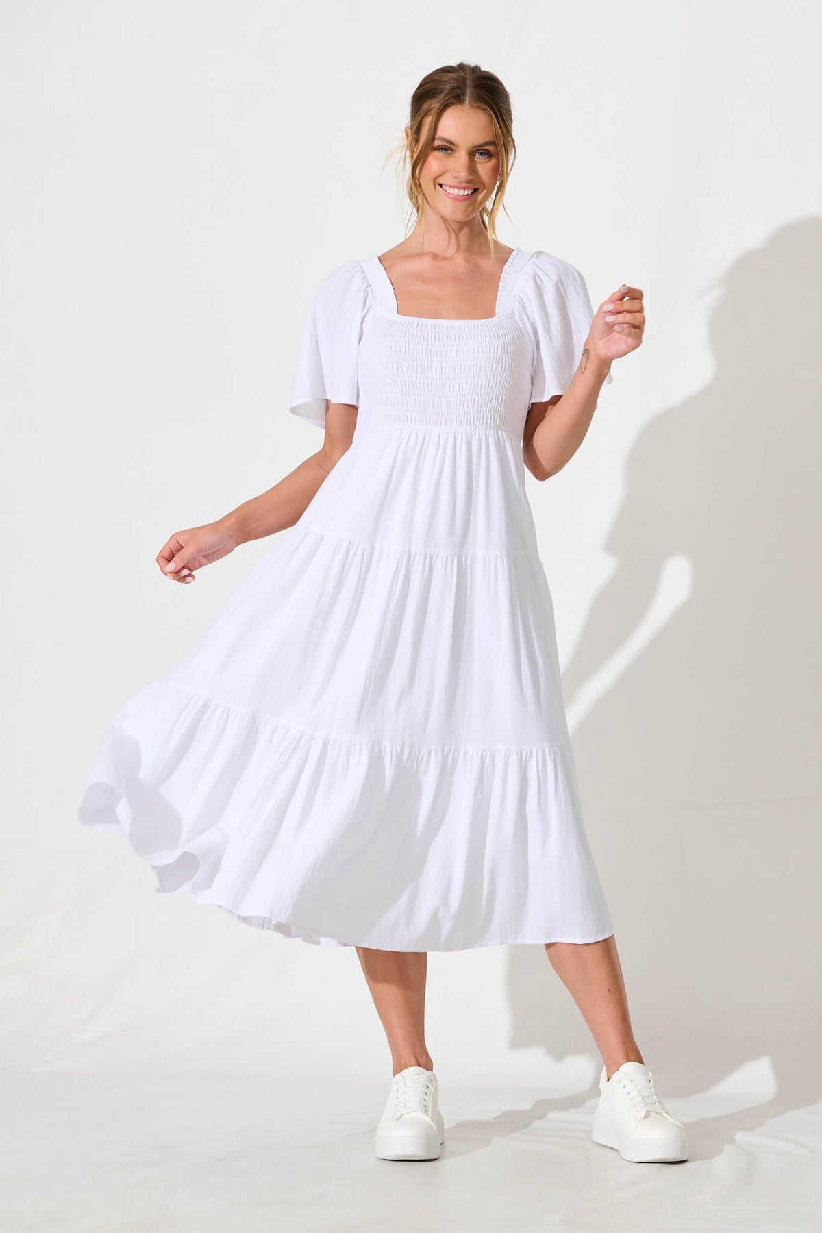 White Elegant Midi Dress