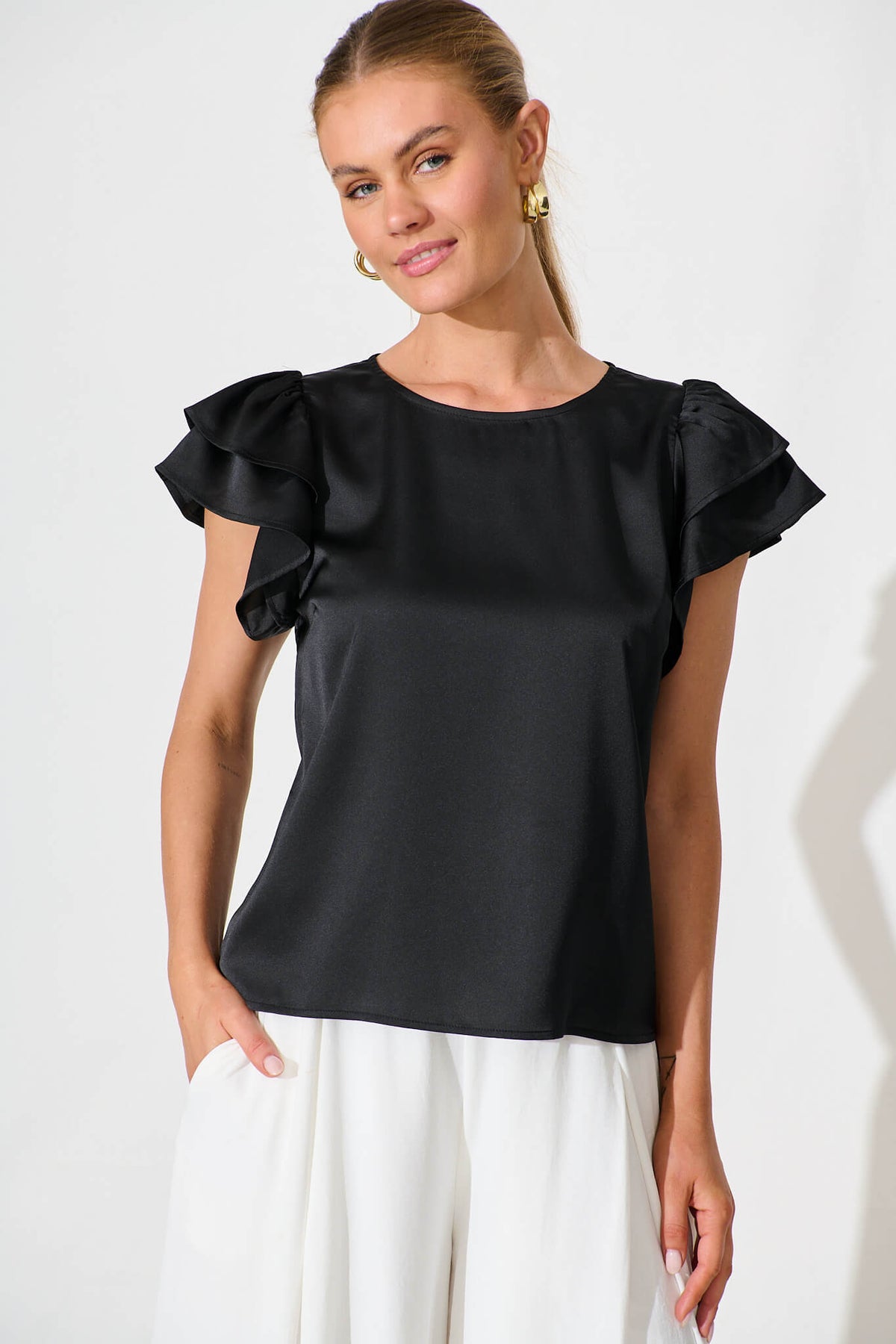 Black Satin Tasmyn Blouse