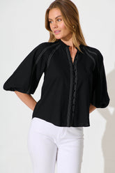 Black Cotton Blend Fab Shirt