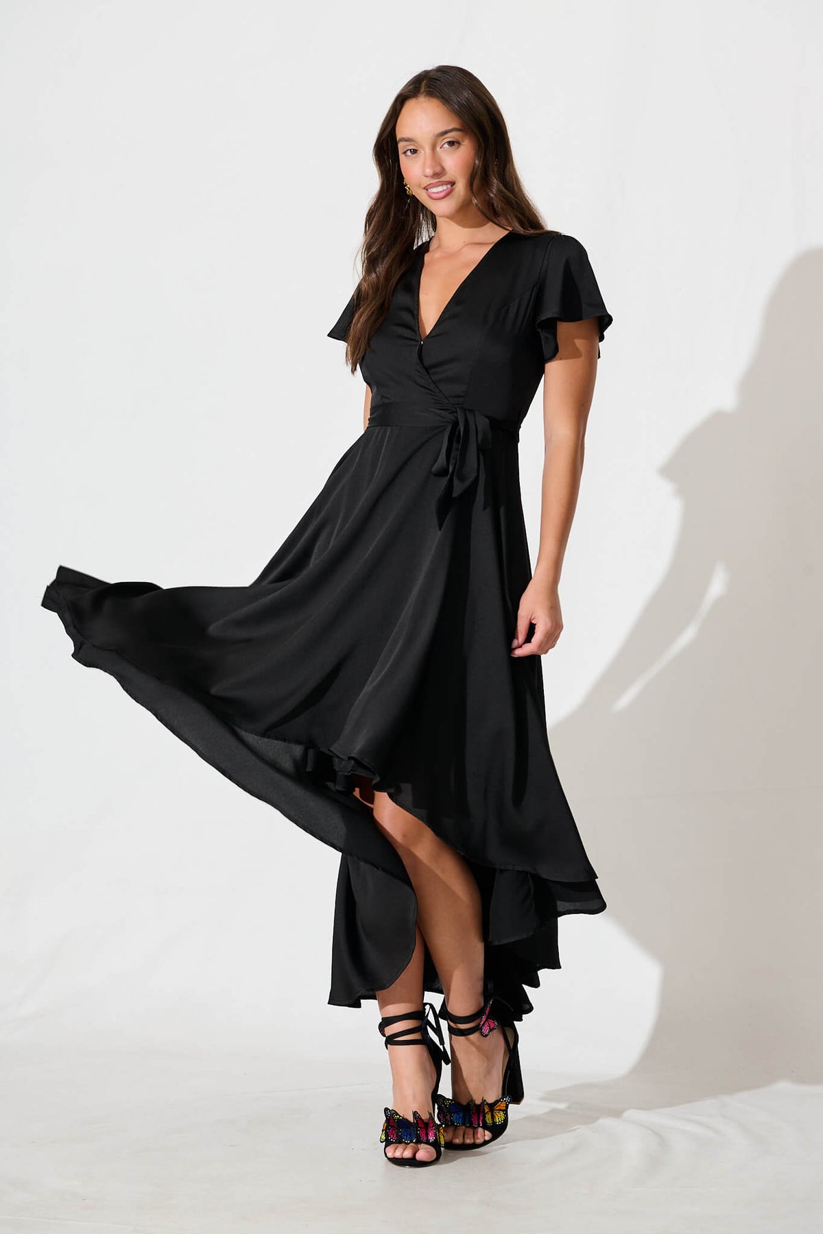 Black Satin Maxi Dress - Loulou Style