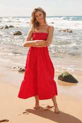 Red Cotton Maxi Dress by Santos