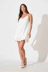White Linen Blend Aubrielle Dress