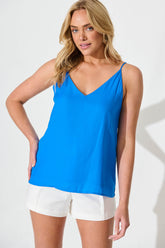 Bright Blue Satin Cami Top by Rowland