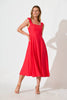 Red Cotton Linen Midi Dress by Nikolena