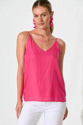 Pink Satin Cami Tank Top