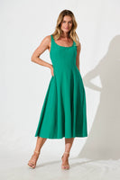 Green Cotton Midi Dress by Shaima