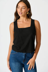 Black Linen Blend Cami Top