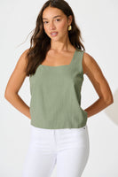 Khaki Linen Blend Cami Top
