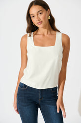 White Linen Blend Cami Top
