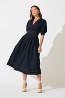 Navy Blue Midi Dress - Hazelina