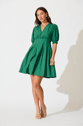 Emerald Green Cotton Dress - Hazel