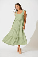 Khaki Linen Maxi Dress by Estefani